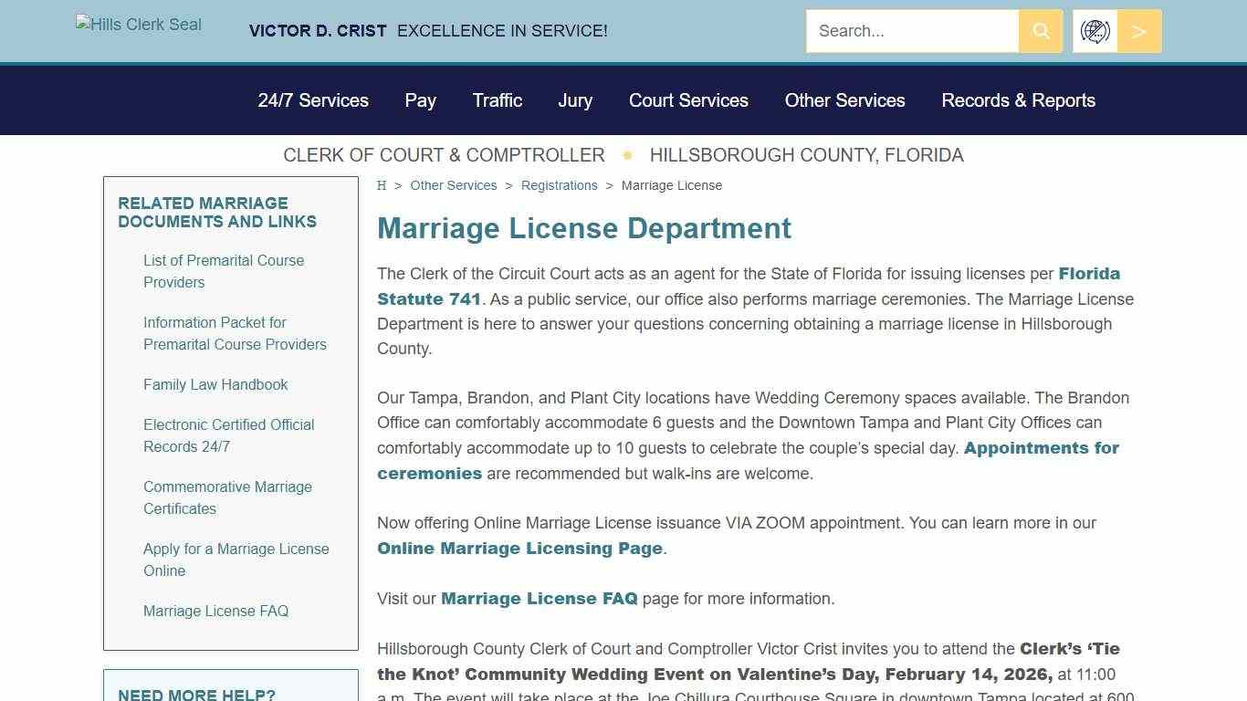 Marriage License - Hillsclerk